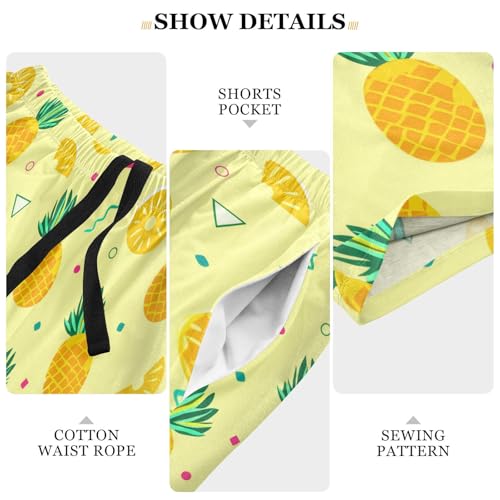 Men's Pajama Shorts Pineapple Yellow Athletic Pajama Sleep Bottoms with Pockets 23019584