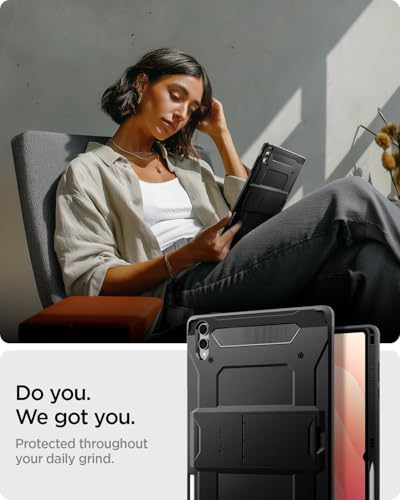 Image of Spigen Tough Armor Pro | Samsung Galaxy Tab S11 Ultra Case [S Pen Holder] [Kick Stand] 11 inch Protective Back Cover | TPU+PC - Black