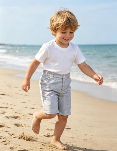 Image of Boy Shorts Kids Stretch School Uniform Clothes Flat Front Dress Casual Shorts with Pockets for Summer