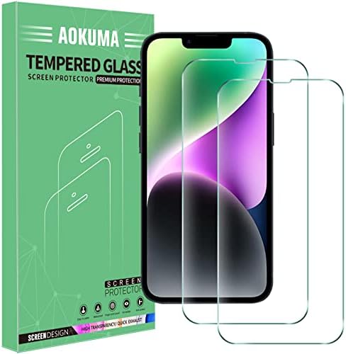 AOKUMA Tempered Glass for iPhone 14/13 Pro/13 Screen Protector, [2 Pack] Premium Quality Guard Film, Case Friendly, Shatterproof, Shockproof, Scratchproof oilproof