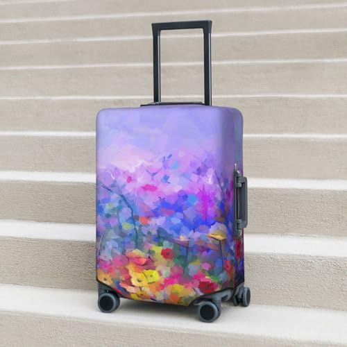 Colorful Purple Cosmos Flower Print Luggage Covers For Suitcase,Elastic Washable & Stretchable Suitcase Covers For Luggage, Anti-Scratch - Fits 18-32 Inch Luggage-No Luggage Included 6