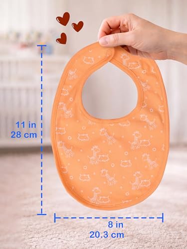 Image of Kidbea Organic Cotton Baby Bib, Adjustable Snap Closure Soft Absorbent Feeding Bibs Apron for Newborns & Infants Child With Cute Prints | Reusable Baby Essential