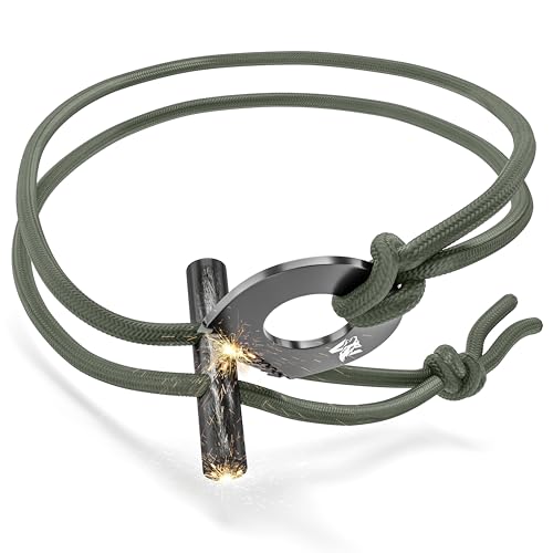 ODENWOLF Feuerstahl Outdoor Halskette - Firestarter Magnesium als Anhänger - Feuerstahl Klein ideal geeignet für Survival und Bushcraf Aktivitäten - Feuerstein Survival als Schlüsselanhänger