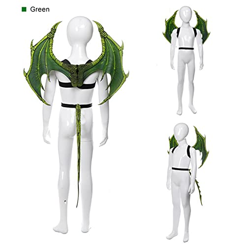 Patgoal Halloween Dragon Costume For Kids Children's Dragon Costume Mask Tail Mask Set Cosplay Costume (Green) #TOP4