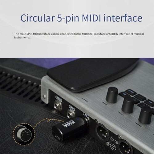 M-VAVE SK7 – Kabelloser MIDI-Adapter, Bluetooth 5.0 DIN5 MIDI-Ein-/Ausgang für Keyboards, Synthesizer, Controller – Extrem niedrige Latenz, iOS-, Android- und Windows-kompatibel