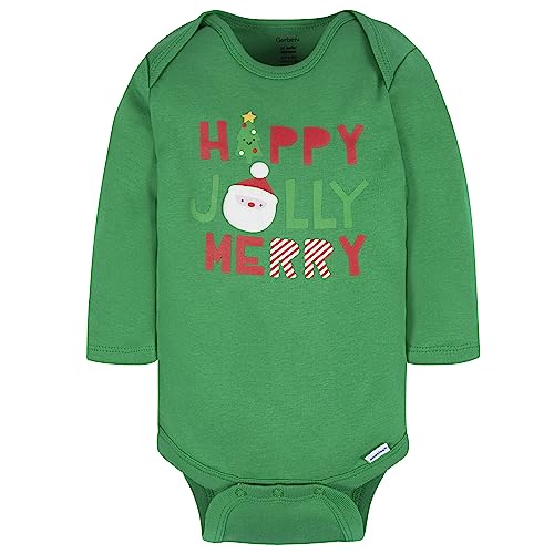 Gerber Baby 3-Pack Holiday Long-Sleeve Onesies, Happy Jolly, 3-6 Months - image 2