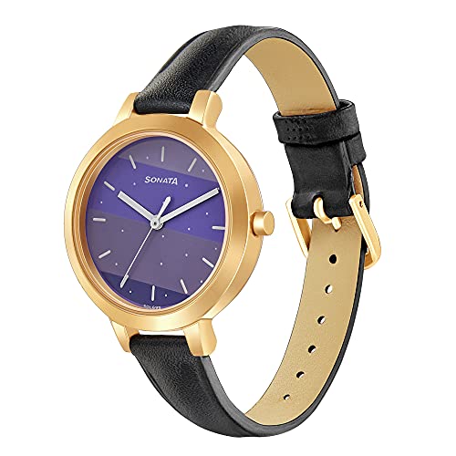 Image of Sonata Play Purple Dial Women Analog Watch with Leather Strap-8141WL06