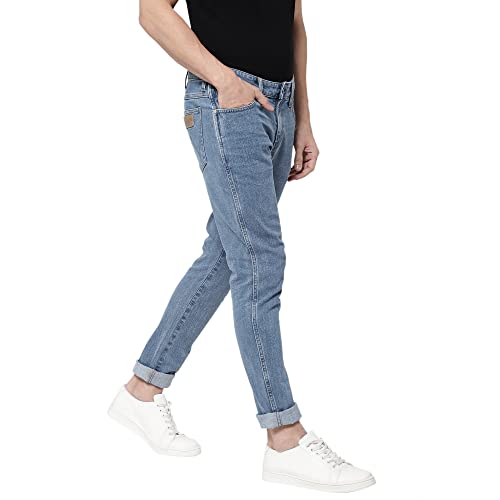 Image of Wrangler Men Solid Indigo Jeans (Skinny)