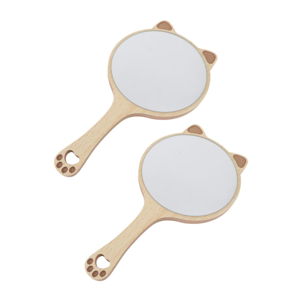 Miroirs de maquillage en bois oreilles de chat x2 pour bureau et chambre