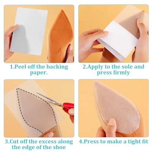 Image of 6 Pcs Non-Slip Shoe Sole Protector for Heels, Self-Adhesive High Heel Pads for Bottom of Shoes, Anti-Slip Protectors (Clear)
