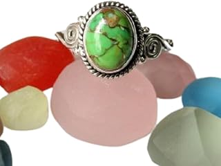 Green Mohave Turquoise ring, Dainty Sterling silver ring, statement ring, green copper turquoise, trending cocktail ring, alternative engagement ring, Turquoise jewelry, Valentine's day jewelry
