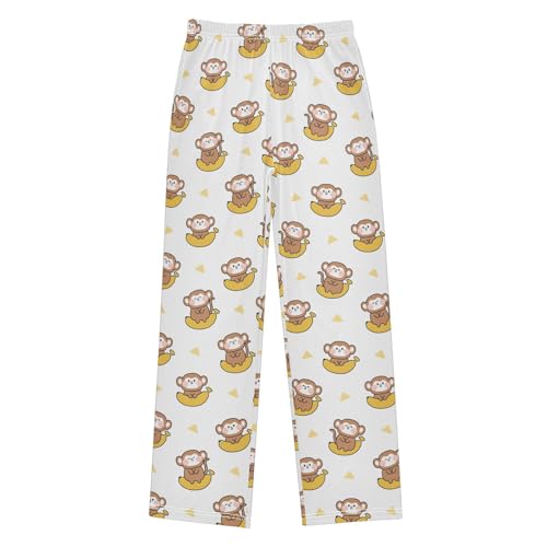 ZZXXB Monkey and Banana Boys Long Pants Soft Trousers Elastic Waist Kids Lounge Bottoms with Pockets S-XL