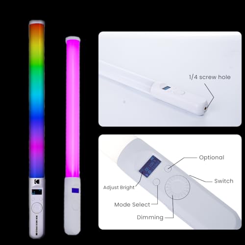 Image of Kodak S1290 RGB Video Stick Light | 2500K-9000K Adjustable Color Temperature | 95+ CRI | Multiple RGB Lighting Effects | Lightweight LED Fill Light for Photography & Video