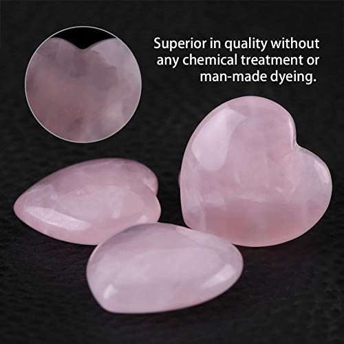 4 Stuks Rozenkwarts Gesneden Hartvormige Kristal Healing Stone Halfedelsteen Edelsteen Decor Craft Pink - Afbeelding 5
