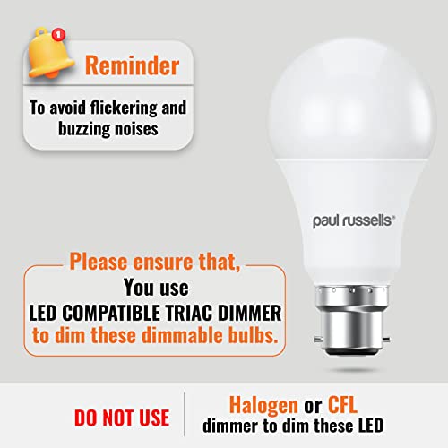 paul russells LED GLS, Dimmable Bayonet Light, 14W 1521 Lumens B22 A70 LED Bulbs, 100w Equivalent, 6500K Daylight - Image 2
