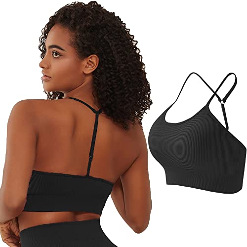 FINETOO Damen Sport BH Rückenfrei Yoga Bra mit Gepolstert y2k Bandeau Top...