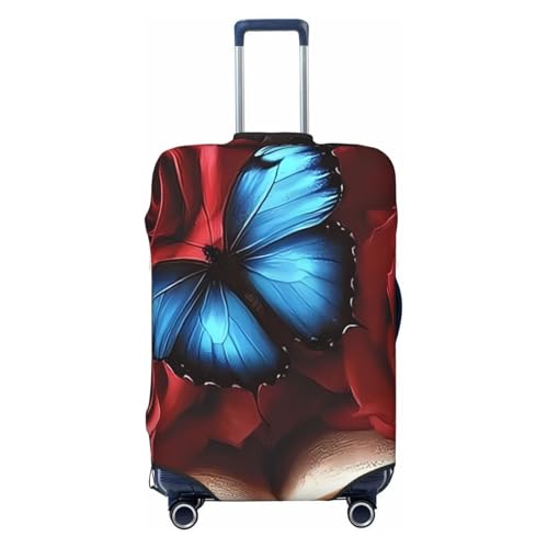 Beautiful Flower Butterfly Roses Elastic Travel Luggage Cover, Washable Spandex Suitcase Protector, Anti-Scratch Fits 18-32 Inch