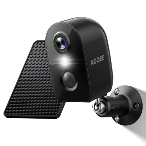 AOQEE 2K Caméra Surveillance WiFi Extérieure sans Fil Solaire - Camera Exterieur sans Fil, 2.4GHz, Détection PIR & IA, Alarme Sonore, Vision Nocturne...