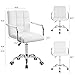 Furmax Mid-Back Office Task Chair Ribbed PU Leather Executive Chair Modern Adjustable Home Desk Retro Comfortable Work Chair 360 Degree Swivel with Arms (White)