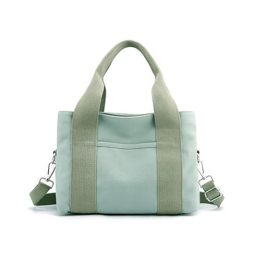 内側仕切り付きキャンバスミニトートバッグ、大容量キャンバストートバッグ 仕切りで収納上手なトートバッグ レディース 3way 肩掛け/手持ち/斜めがけ 無地 軽量 丈夫 防水防汚耐摩耗 ミニトート バッグ 男女兼用 通勤/日常 (グリーン)