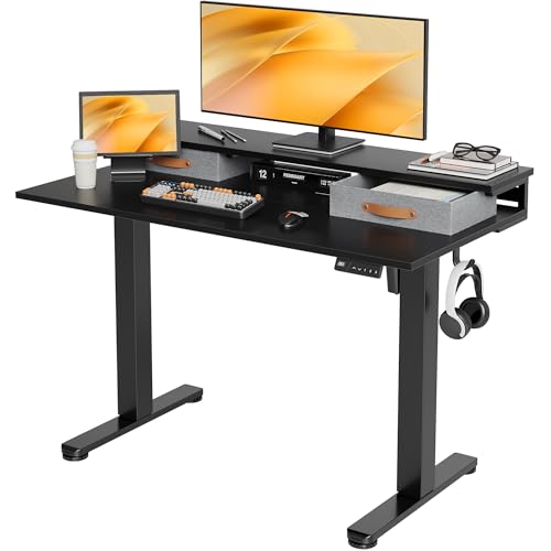 Image of Claiks Electric Standing Desk with 2 Drawers, 48 Inch, Black