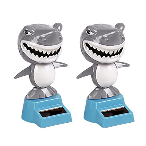 SEADEAR 2pcs Car Decoration Solar Shark Solar Dancing Shark Ornamentss Solar Powered Dancing Shark Bobble Head Ornaments Shark Decoration Use for Car Office Desk Home Decor