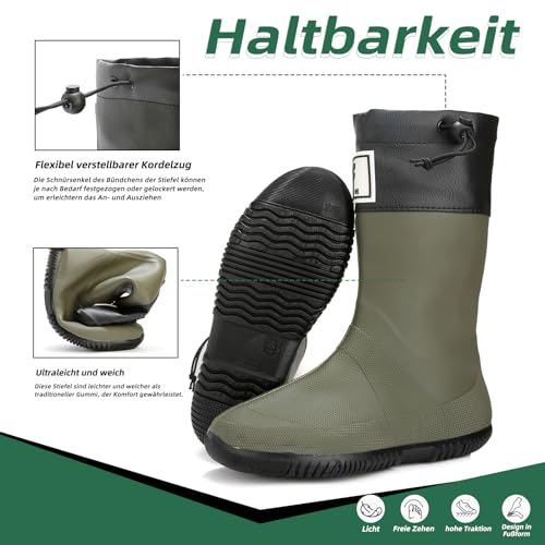 YorFotMae Midshaft Rain Boots Women, Waterproof Rubber Boots Men, Mid-Height Anti-Slip Lightweight Garden Shoes, Mid Calf Water Boots with Adjustable Buckle, Durable Fishing Boots Outdoor3