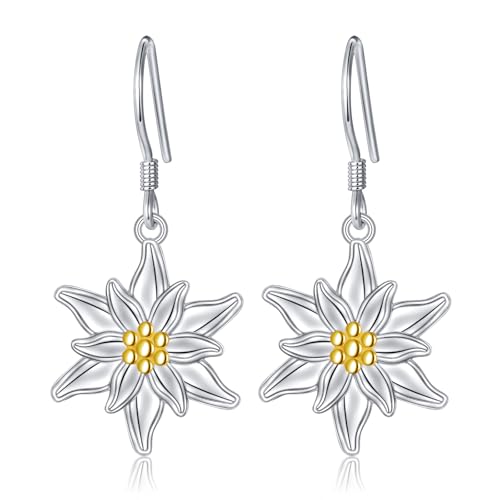 925 Sterling Silver Leverback Earrings Drop Dangle for Women Flower Jewelry Birthday Gift