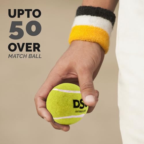 Image of DSC Nitro Lite Cricket Tennis Ball - All-Weather Rubber Composite with Lightweight, Premium Felt, Solid Core for Indoor & Turf Play (Yellow), 6 Balls