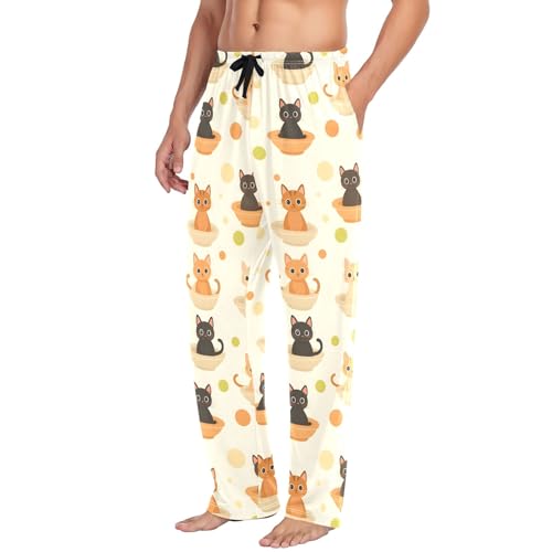 Cat Brown Cup Men's Pajama Pants Lightweight Sleepwear Bottom Lounge Pants4