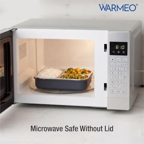 Image of WARMEO BENTO Microwave-Safe Stainless Steel Lunchbox with 3 compartments,bpa Free,Perfect for Office, School, Travelling, 750ml-Blue