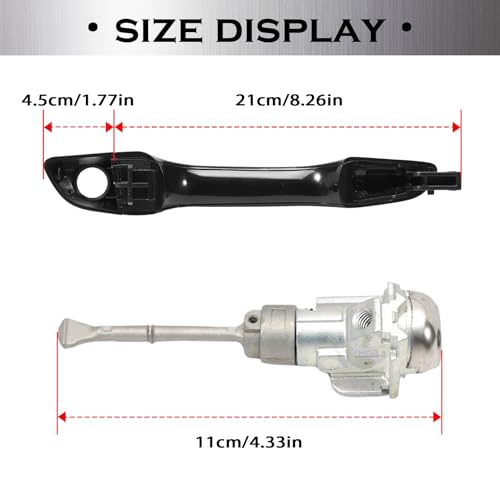 Image of Front Left Driver Side Exterior Door Handle with Lock Cylinder and Keys Replacement for Elantra 2017-2020 Outside Door Handle Assembly Replace 82651-F2010 82652-F2010 81970-F0000