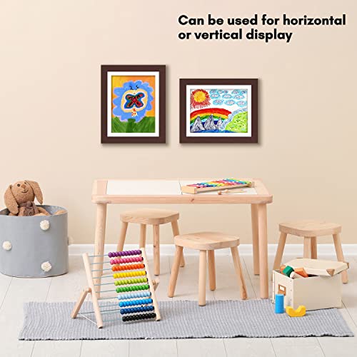 Image of Americanflat Kids Artwork Frame Changeable (Mahogany) - Magnetic Door Holds 100 Art Pieces - 8.5x11 Letter Size Display with Mat or 10x12.5 Without Mat - My Mini Masterpiece (Pack of 8)