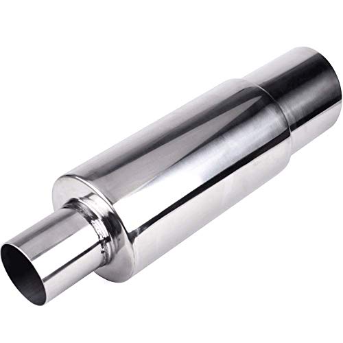 Image of Exhaust Muffler,Universal Stainless Steel Exhaust Burnt Tip,14.8 inches Length,2 inches Inlet 3 inches Outlet,Silver