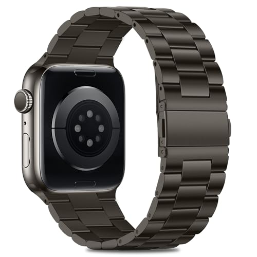 Image of HITZEE Compatible with Apple Watch Band 46 /45 /44 /42mm Business Stainless Steel Metal Strap Men Women Link Bands Compatible for iWatch SE3-1 Series 11 10 9 8 7 6 5-1, 42 /44 /45 /46mm Graphite