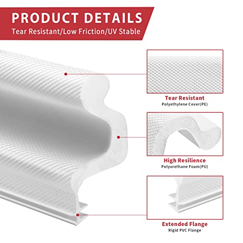 Image of 40 Feet Long Reach Weather Stripping Door Seal, Fingwerk V-Shaped Replacement Door Seal Strip Foam Kerf Weather Stripping for Doors Frame Door Insulation Strip, Easy Cut to Size(White)