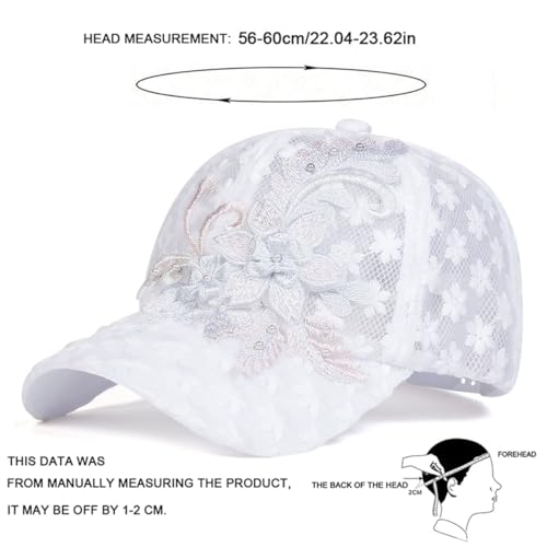 Gorra de béisbol para mujer con bordado de flores de encaje miniatura 3