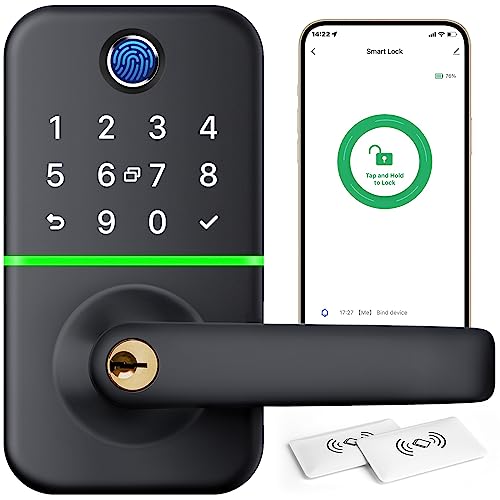 Keypad Smart Door Lock with Handle: Kucacci Keyless Entry Door Lock - Digtal Door Lock with Keypad - Fingerprint Door Lever Lock Deadbolt Alternative - IP66 Waterproof Wi-Fi Smart Lock for Front Door Keypad Smart Door Lock with Handle: Kucacci Keyless Entry Door Lock - Digtal Door Lock with Keypad - Fingerprint Door Lever Lock Deadbolt Alternative - IP66 Waterproof Wi-Fi Smart Lock for Front Door