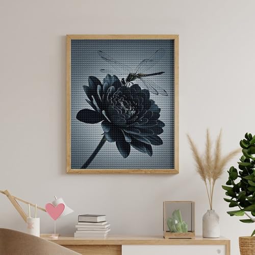 Peinture diamant fleurs et libellule 40x50 cm Kit 5D - 5