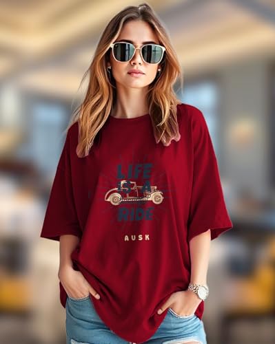 Image of AUSK Oversized T-Shirt for Womens || Graphic Front Printed Loose fit Womens Tshirt