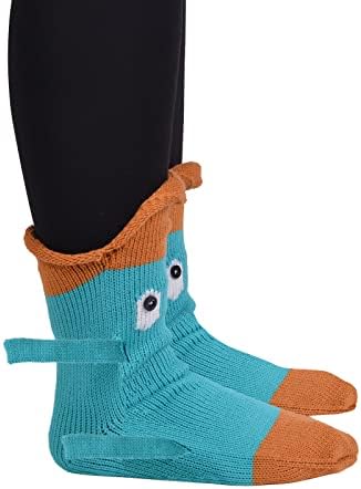 MoneRffi Knit Crocodile Socks for Women Men,Funny Cute Cartoon Animal Floor Socks,Novelty 3D Whimsical Alligator Thick Knit Winter Warm Socks for Unisex Gifts
