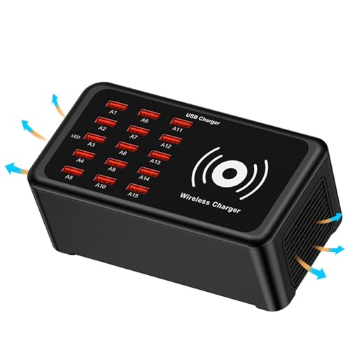 Stazione di Ricarica USB Hub Di Per Laptop - 100W Senza Fili Portatile 15 Porte per Orologio Cuffie Telefono