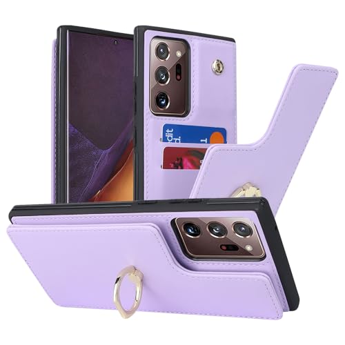 Image of for Samsung Galaxy Note 20 Ultra 5G Case with Card Holder,Galaxy Note 20 Ultra 5G Case Wallet for Women,Credit Card Holder,Ring Stand,Phone Wallet Cases 6.9 inch(Purple)