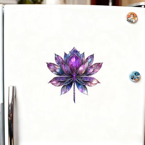 Imán Acrílico Flor de Loto y Libélula 3.15 pulg miniatura 1