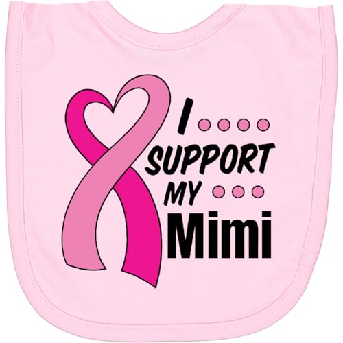 inktastic Breast Cancer Awareness I Support My Mimi with Pink Ribbon Newborn Bib