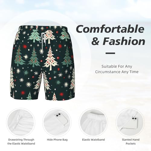 Men's Swim Trunks Quick Dry Board Shorts Christmas Tree Pattern Beach Shorts with Pocket Bathing Suits for Men4