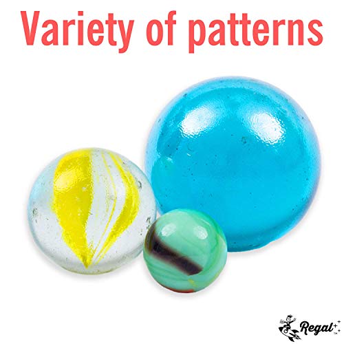Regal Games 160 Count Traditional Glass Marbles with a Storage Tin, 3 Sizes, Variety of Patterns - Thumbnail 3