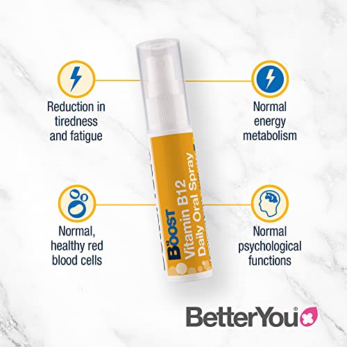 Betteryou Boost B12 Daily Oral Spray - Convenient Alternative For Tablets - Aid Normal Physiological Functions - Help Increase Energy Levels - 48 Daily Doses - Natural Apricot Flavor - 0.84 Oz #TOP2