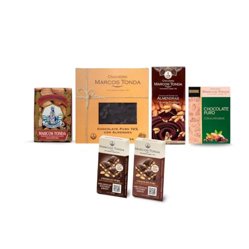 Chocolates Marcos Tonda – Pack Negro Y Almendra | Chocolate negro Y chocolate con almendras 6 Productos | Caja De Chocolates Para Regalar | Chocolates Originales Para Regalar | Desde 1793