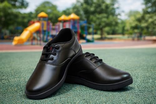 Image of Premium Black Tennis School Shoes for Boys & Girls | Ultra Comfortable Lightweight Lace-Up School Shoes with Superior Grip & Long Lasting Durability